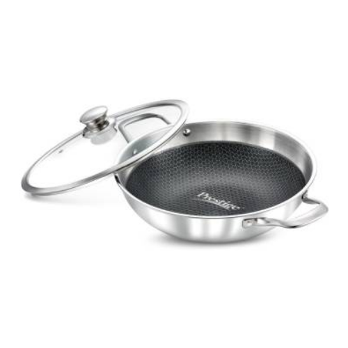 PRESTIGE TRI-PLY NON STICK STAINLESS STEEL KADAI WITH LID